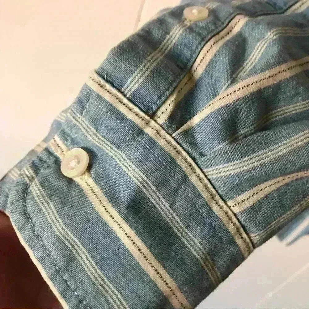 Reposhing Lauren Ralph Lauren Women’s Blue & White Striped Button-Down Shirt NWT - Picture 4 of 13